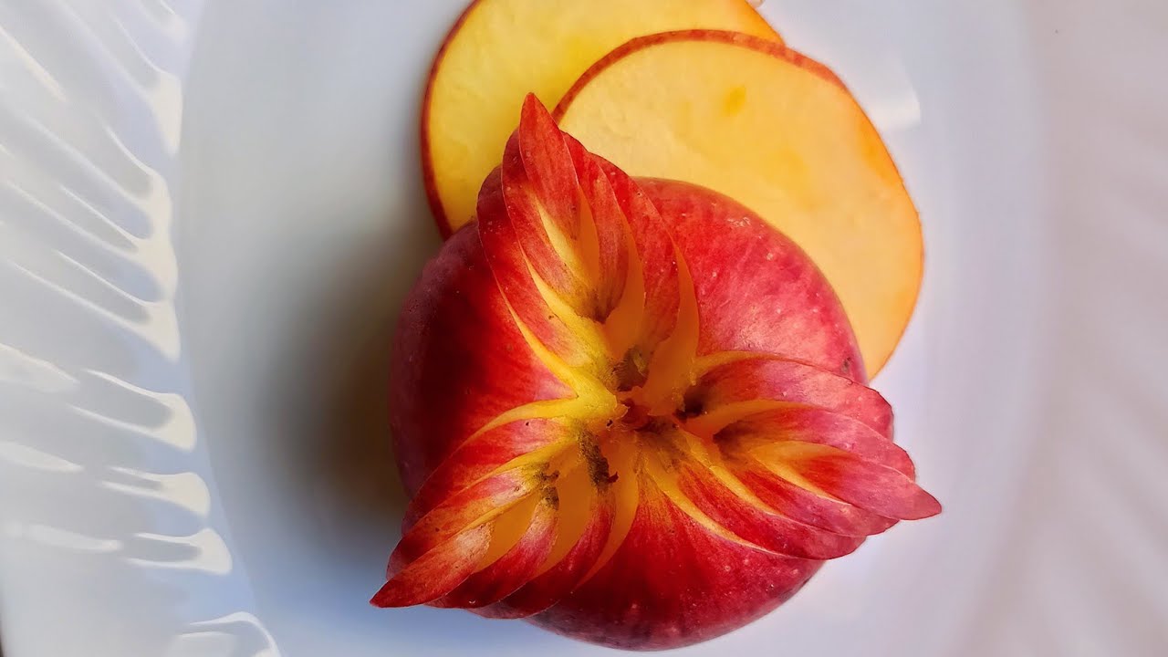 Apple Cutting Style | Apple Flower | Apple Carving Trick | Apple Decoration Food Art #shorts #apple