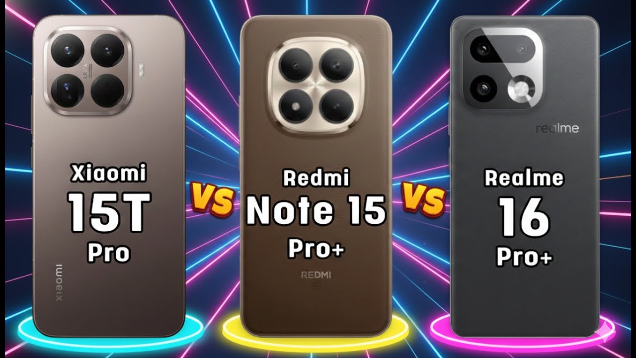 Xiaomi 15T Pro vs Redmi Note 15 Pro Plus vs Realme 16 Pro Plus