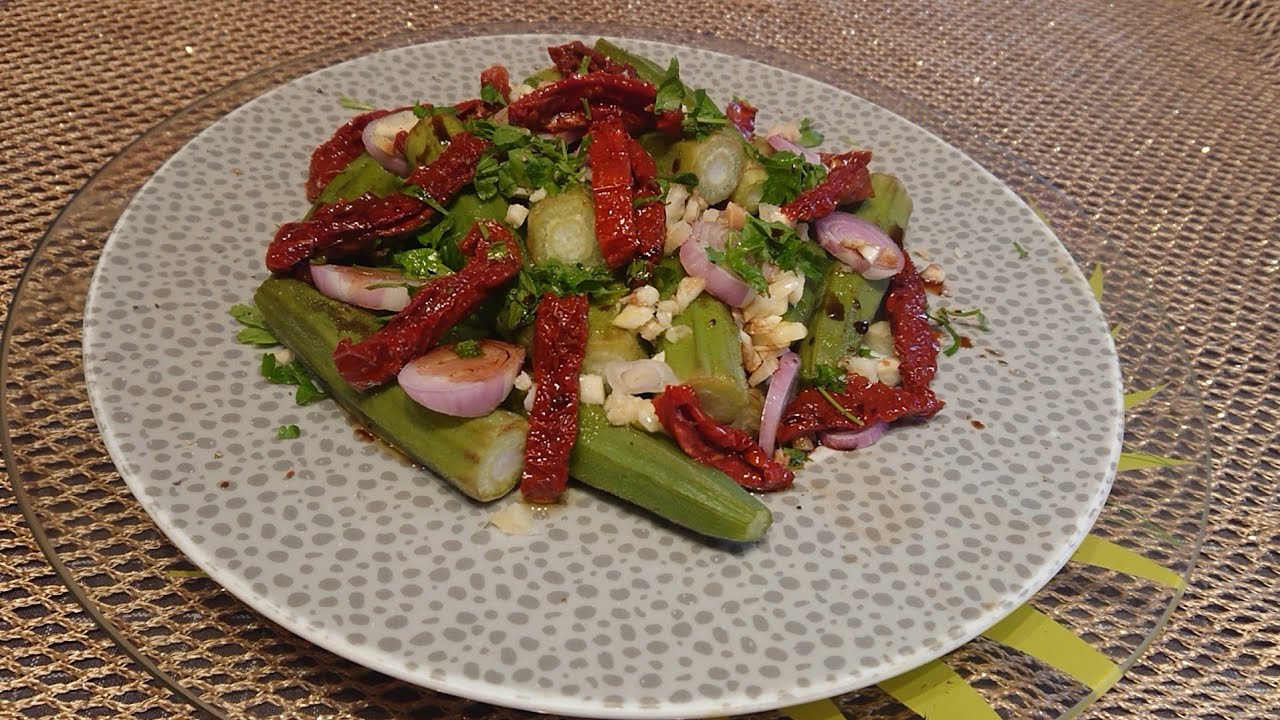 Salade Okra (gombo) pleine de vitamines et des vertus, Okra salad full of vitamins and virtues👌👌