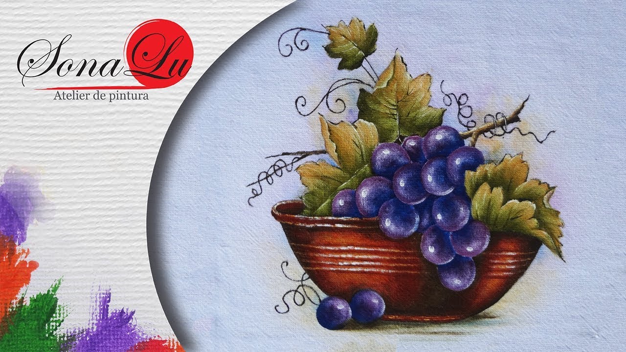 Aula 176 - Pote com Uvas em Pano de Prato
