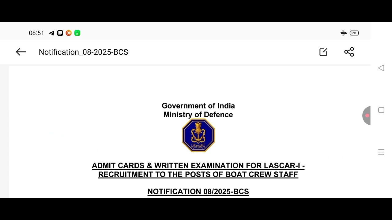 Indian Navy tradesman skilled exam update, LASCAR exam dates, admit cards, INCET re exam details 