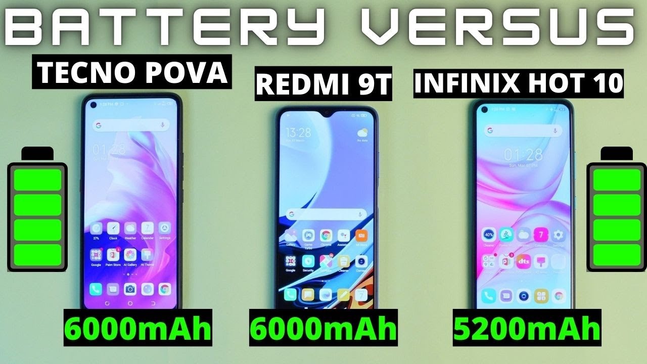 BATTERY TEST Redmi 9T VS Tecno Pova VS Infinix Hot 10, Jawaranya BATERAI BESAR?!|| GADGET VERSUS #29