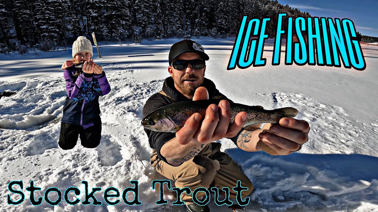 Ice fishing a stocked Trout lake late season