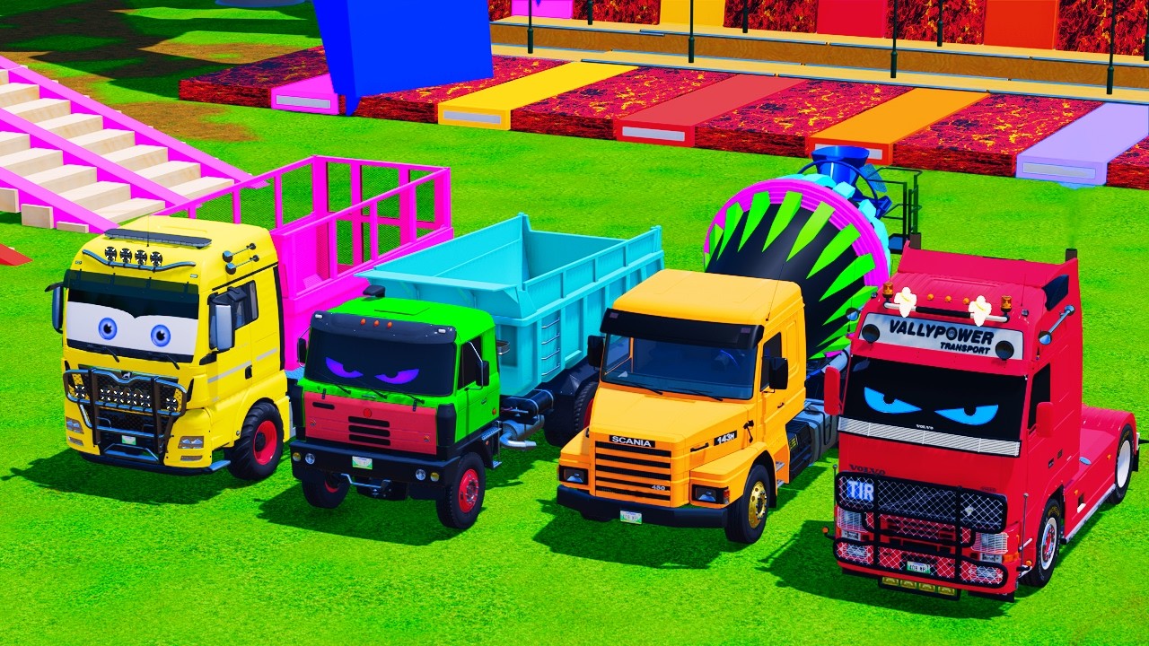 Transporting VOLVO, BOX & MIXER Trucks with MAN Truck on EXTREME Road! 🚛🔥 | FS22 #64