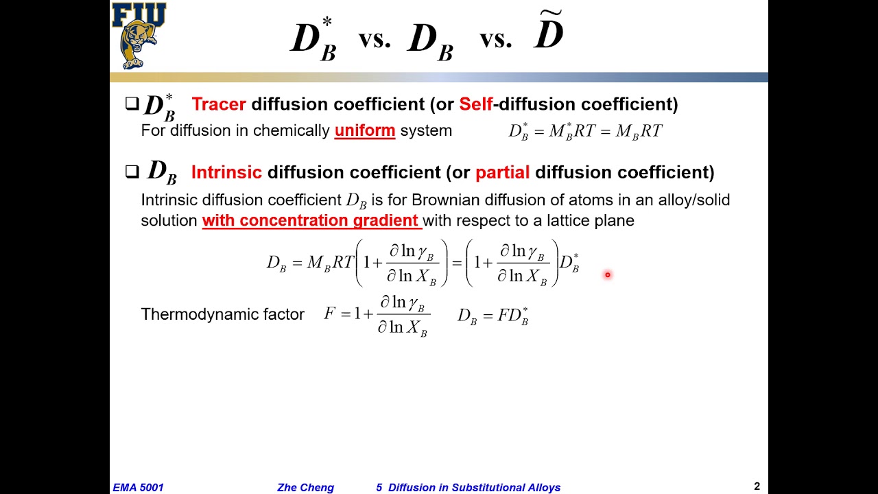 EMA5001 L05-06 Thermodynamic factor and self intrinsic inter diffusion coefficients