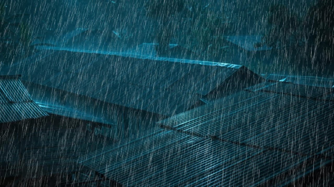 No Ads Rain Sounds for Sleeping - ASMR Extreme Night Rain On Tin Roof for Forced Deep Sleep