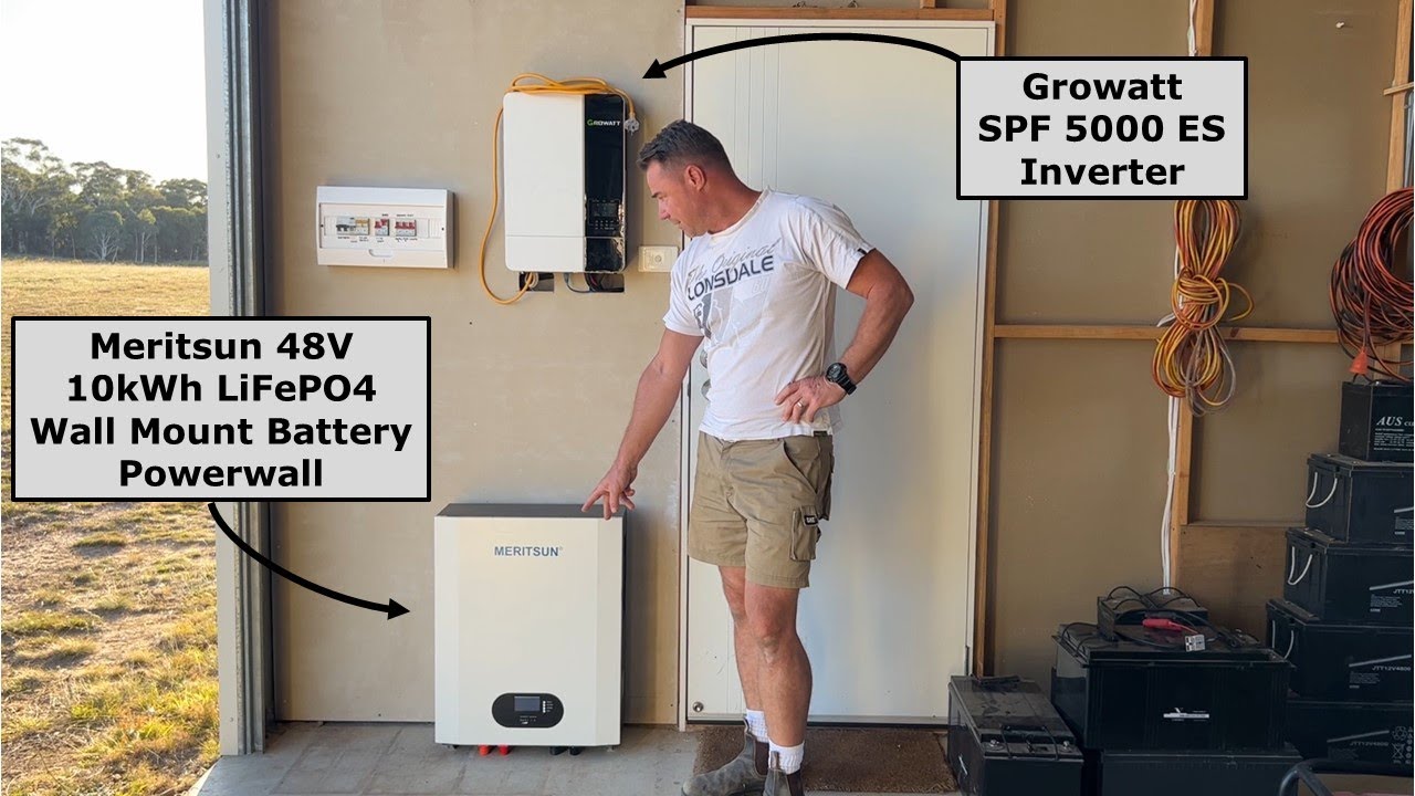Off-Grid Solar Install with Meritsun 48V LiFePO4 Wall Mount Battery and Growatt SPF 5000 ES Inverter