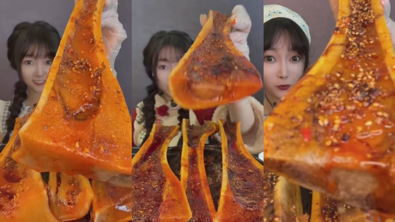 [ASMR Mukbang] Chinese People Eating Spicy Beef Bone Marrow Eating Show | Satisfying ASMR sounds