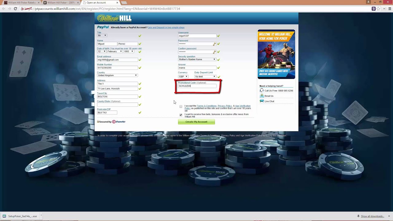 How to register at William Hill Poker