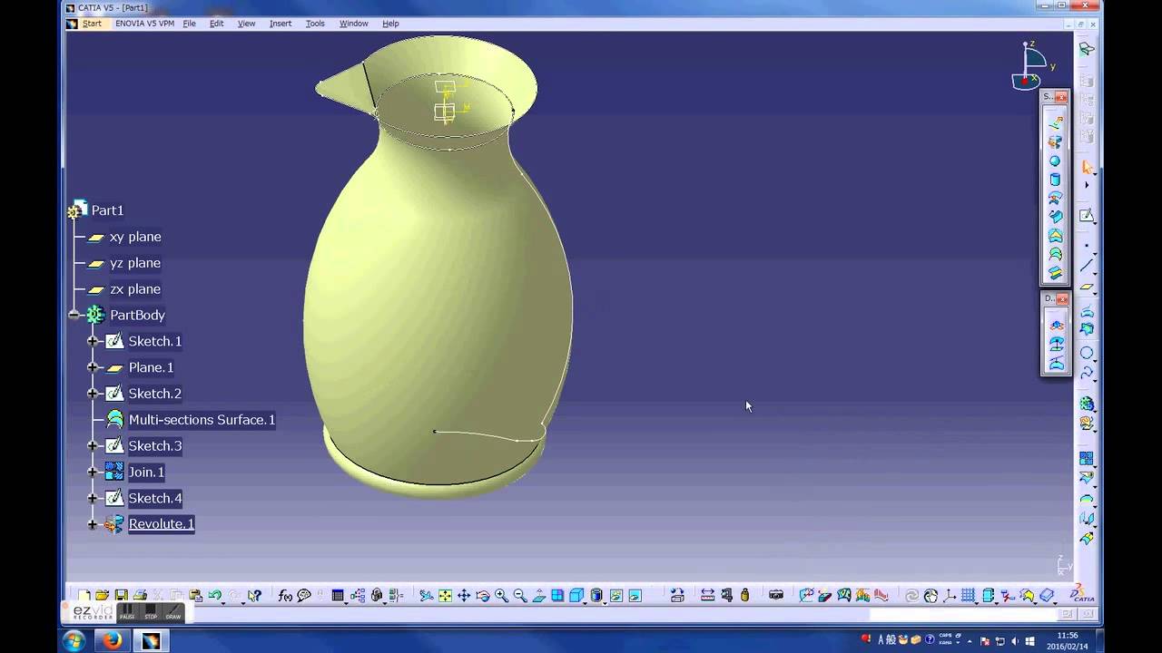 catiaPRET CATIA V5 Mug Using Wireframe Surface Design