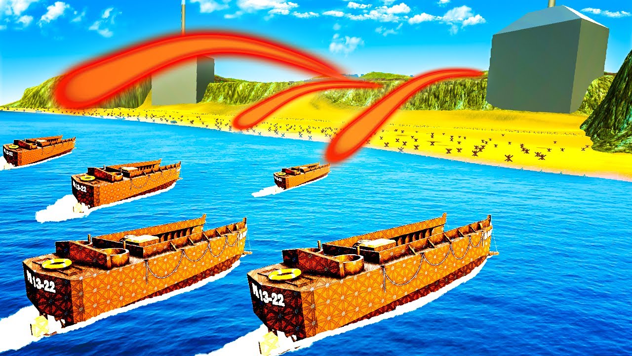 Intense D-DAY BEACH DEFENSE from Invading Boats in FORTS!
