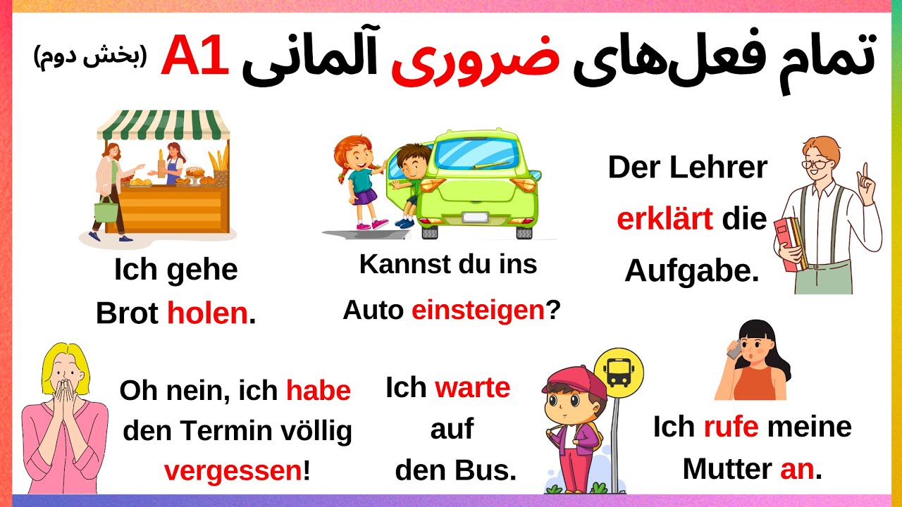 مهم‌ترین افعال آلمانی A1 که حتما باید بلد باشی (قسمت دوم)!😱 🔥 🇩🇪 #زبان_آلمانی #آلمانی_A1