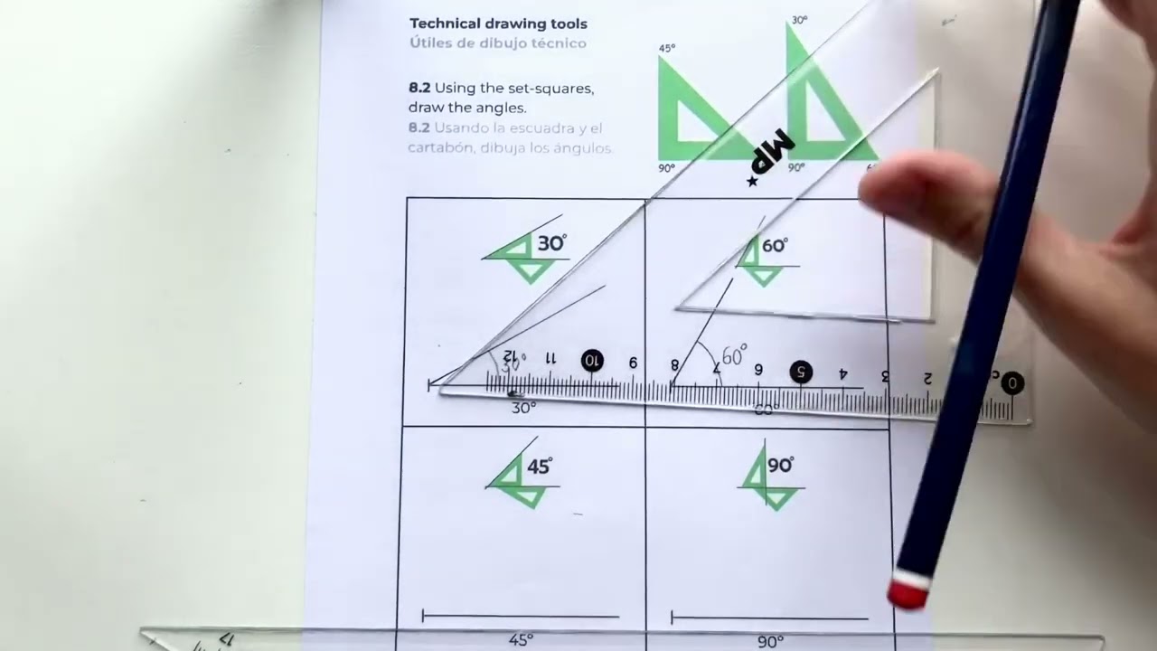 Drawing angles with the set-squares / Dibujando ángulos con escuadra y cartabón