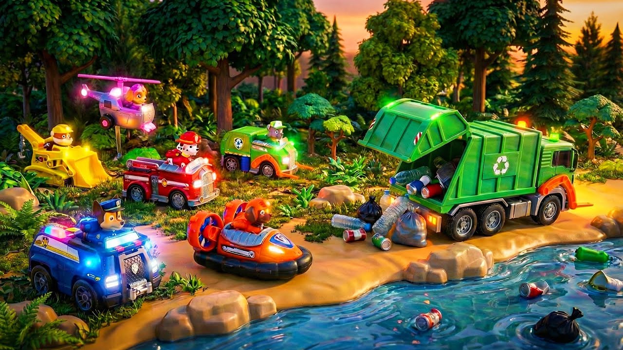 PAW Patrol Cleans Up the River! Recycling Truck Toys Unboxing - PAW Patrol | Toys Pretend Play