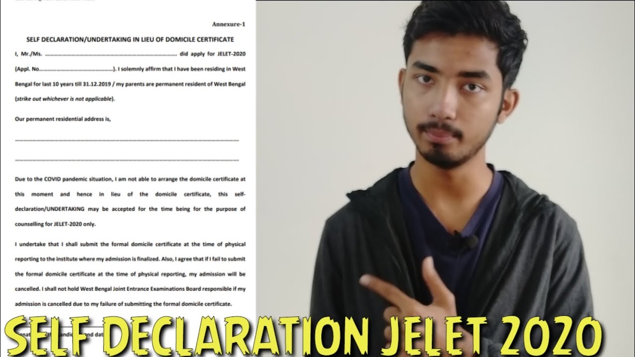 Clear Your All Doubt About Self-Declaration Domicile Format for JELET 2020| JELET 2020 Counselling |