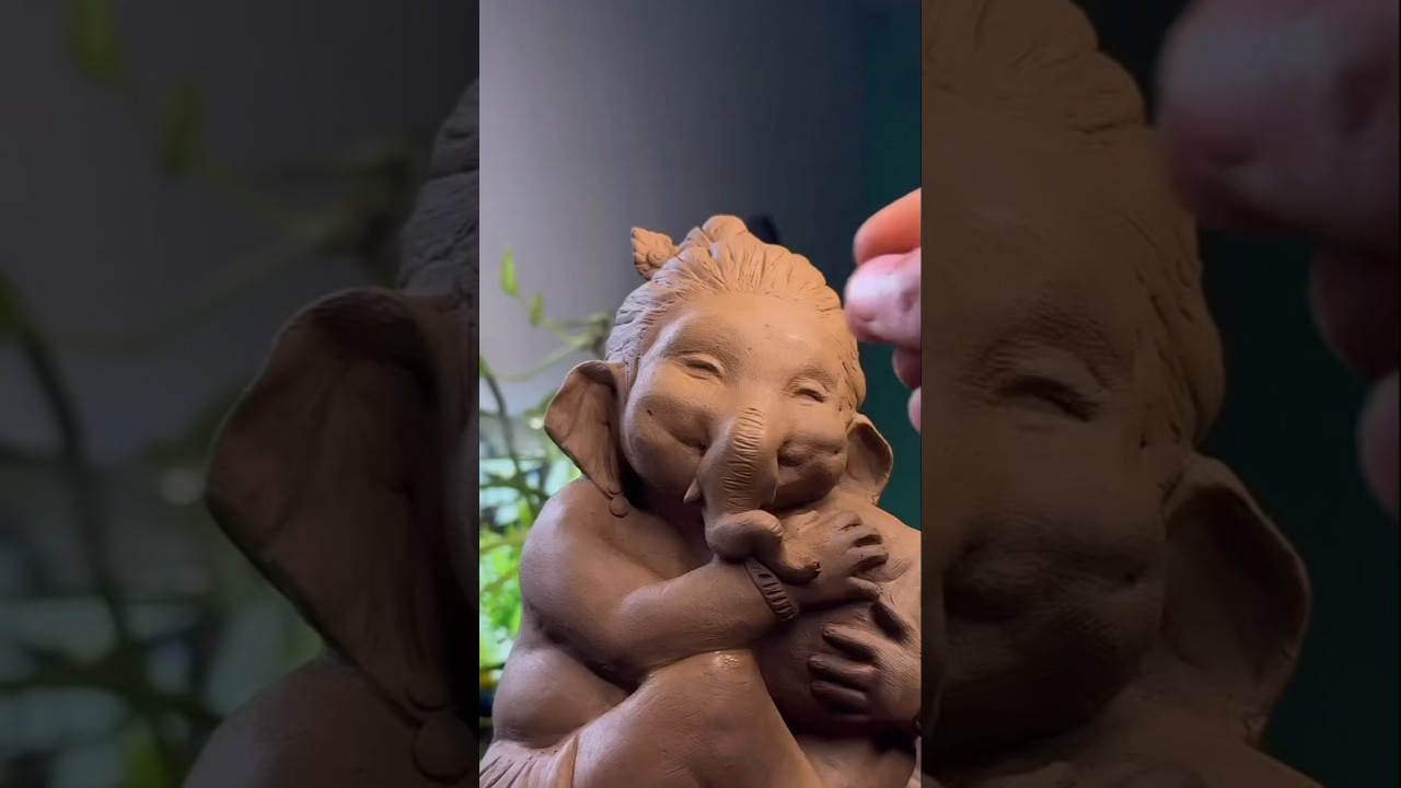 ganesh murti making at home// ganesh idol making#ganesh​​#ganpati​#shorts​#viral​#trending​#art​