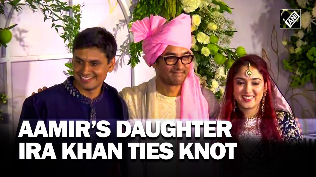 Bollywood Actor Aamir Khan poses with daughter Ira, son-in-law Nupur post their wedding