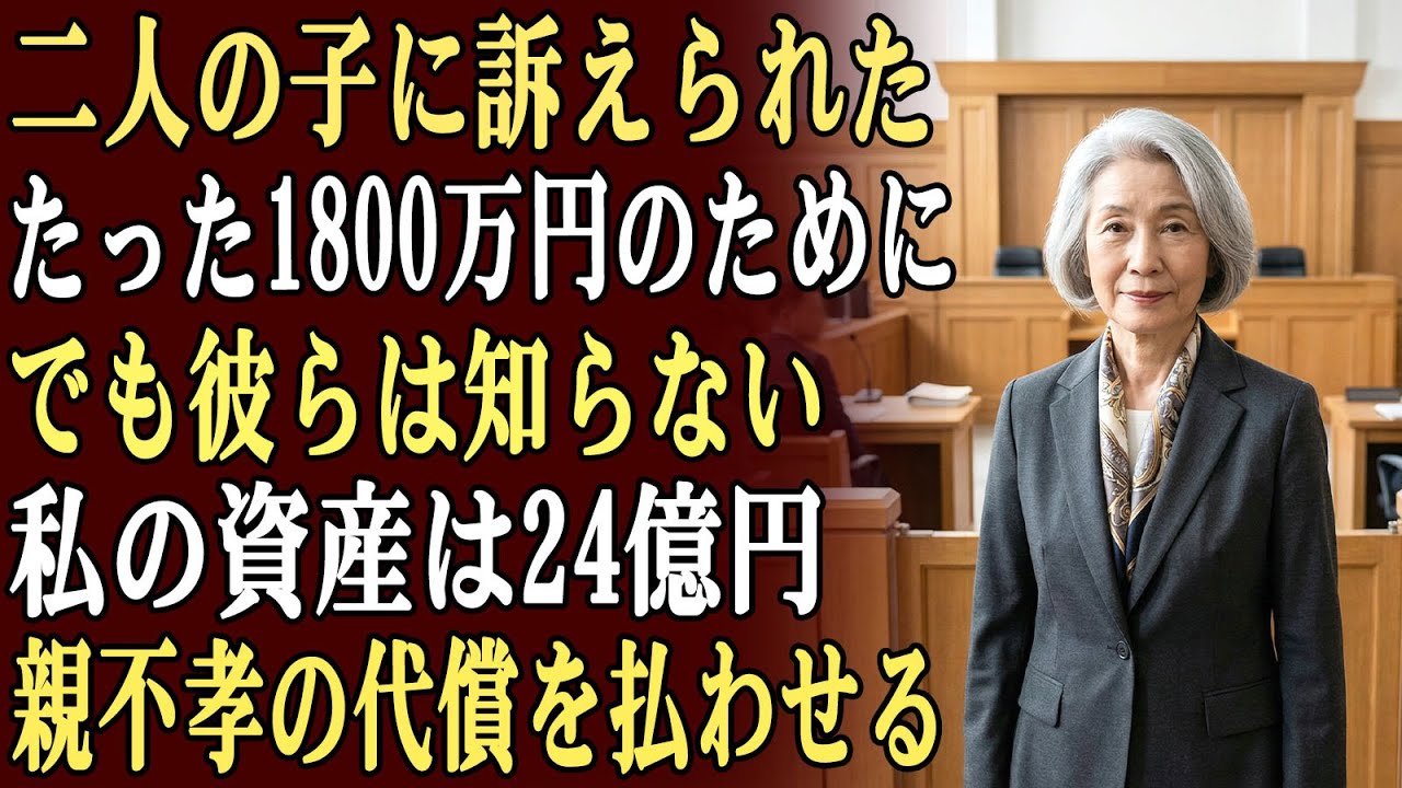私は自分の二人の子どもに、たった1,800万円の財産を奪うために裁判にかけられた…だが彼らは知らない。私が24億円もの資産を持っていることを。そして、その親不孝の代償を必ず支払うことになるのだ！