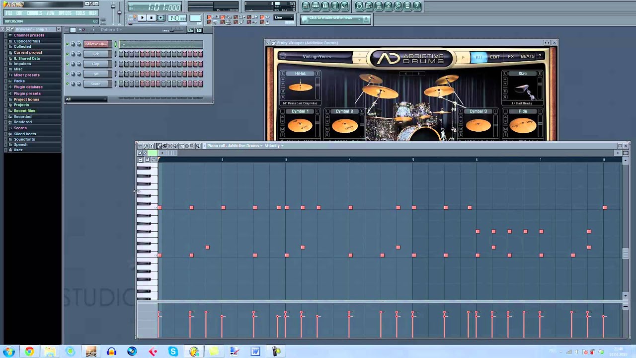 Как оживить MIDI барабаны в Fruity Loops? (Guitar Pro)