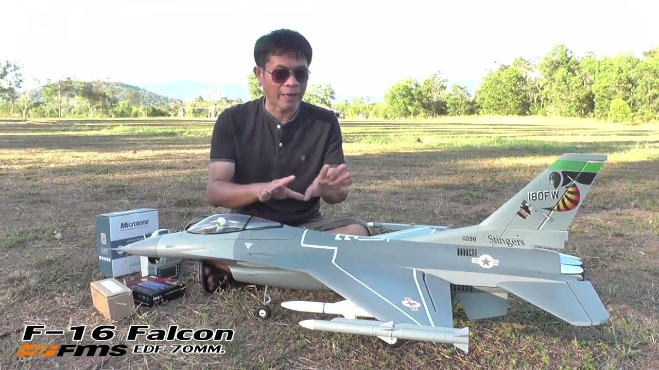 รีวิวชุดเต็ม.เครื่องบินบังคับความเร็วสูง F-16 Falcon EDF.70MM.พับล็อ T.081-0046515 iD:@thaiworldtoy