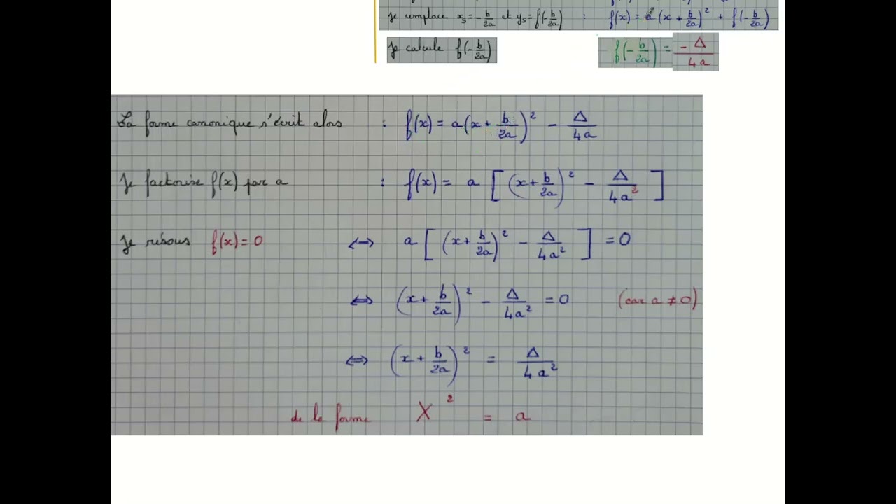PG -Ch 1 - §2 - Démonstration de la résolution de l'équation du second degré