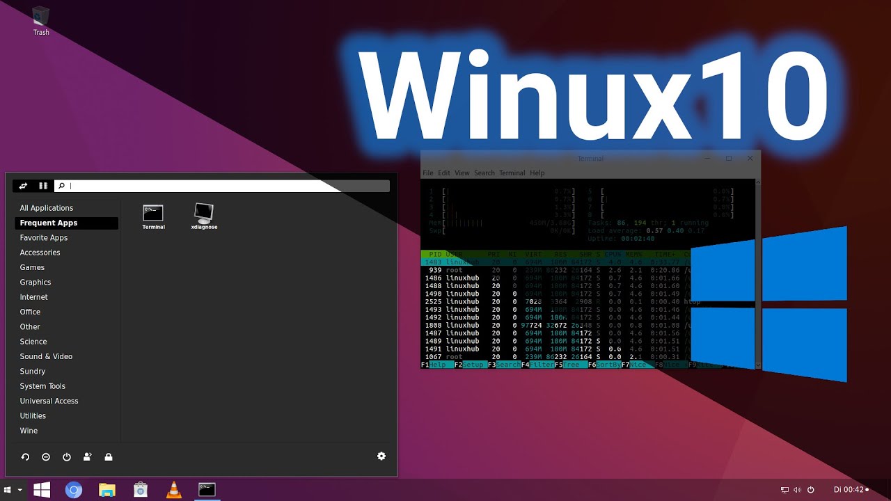 Winux10 (Windows 10 Clone on Linux) - Installation and First Look