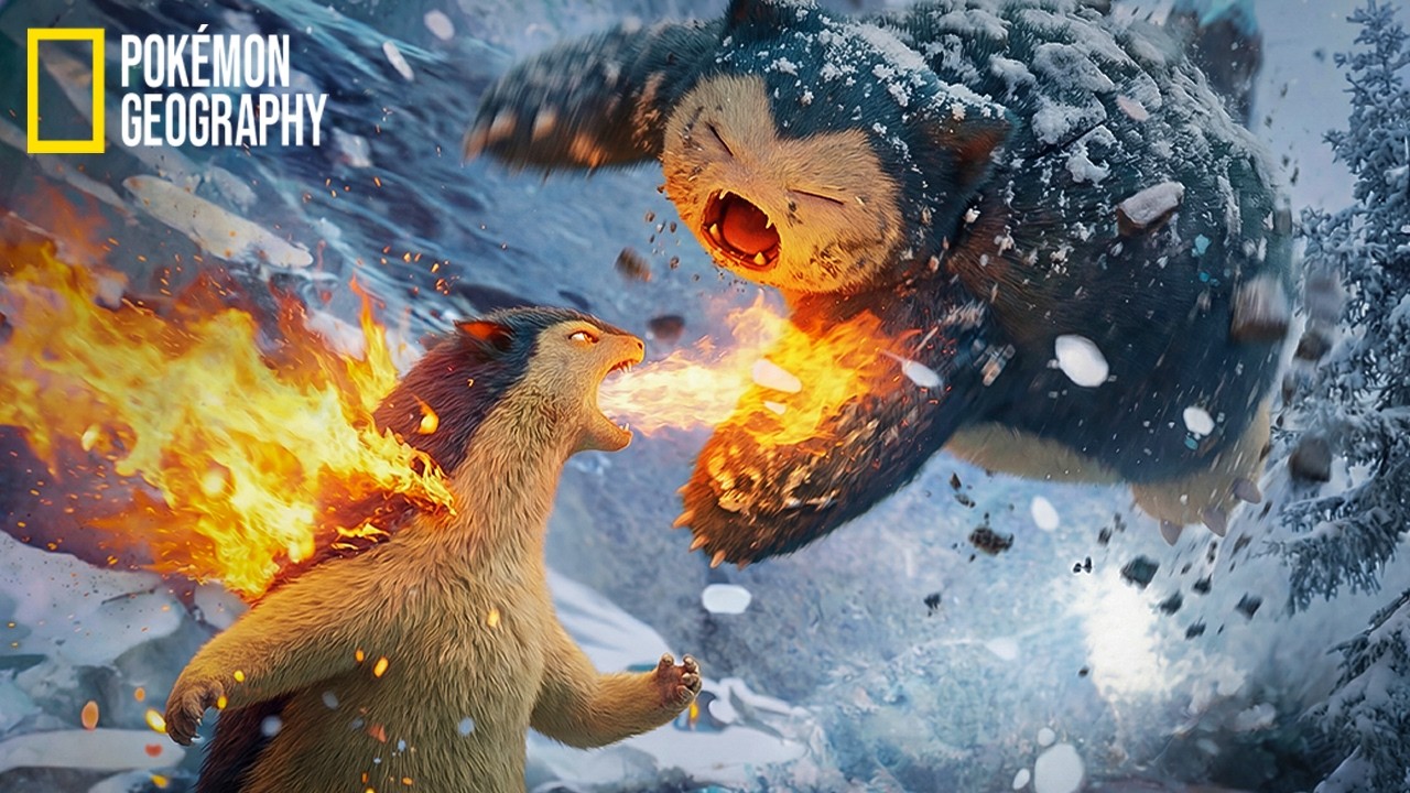 NatGeo Pok&eacute;mon: Typhlosion vs. Snorlax | The Mountain Wakes | Pok&eacute;mon Real Life Documentary