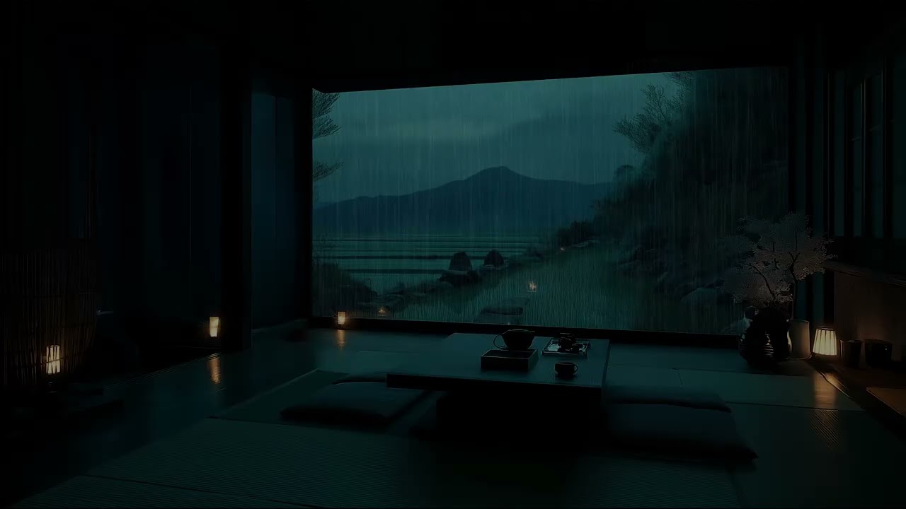 Cozy Night Ambience with Rain and Distant Thunder for Sleeping, Reading, and Quiet Reflection