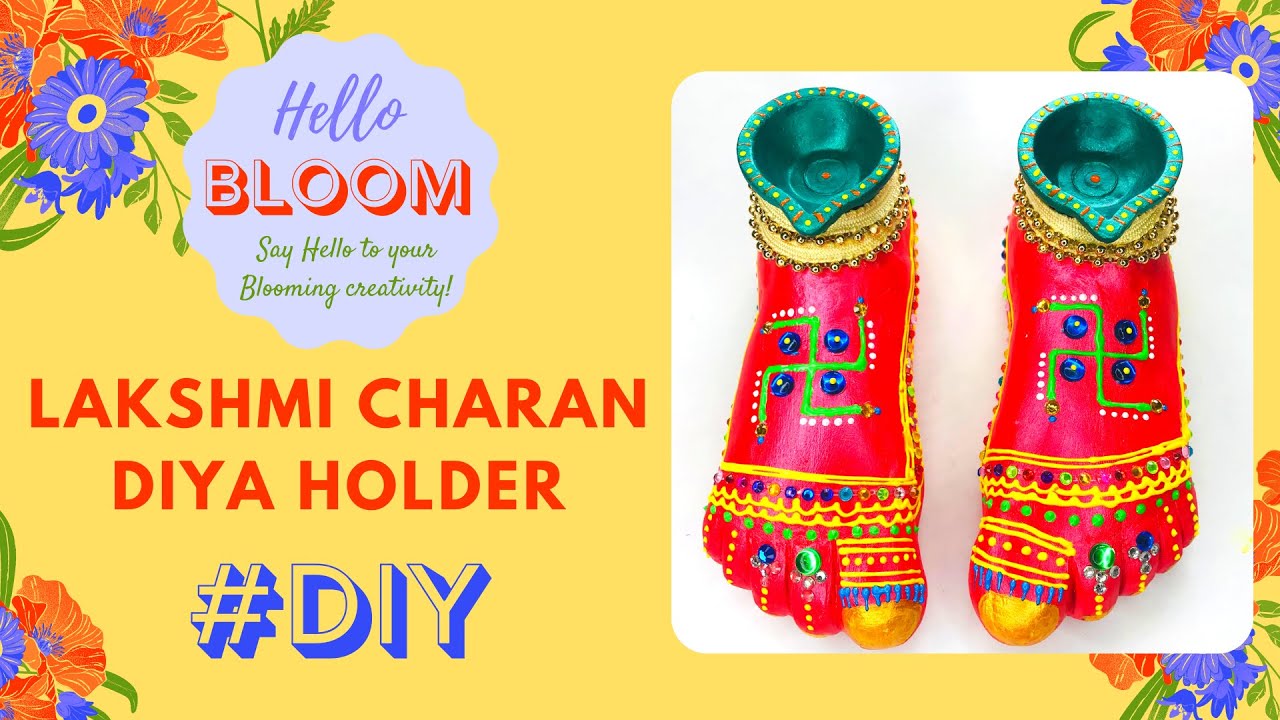 Maa Lakshmi Charan Diyas | Easy Diya making | DIY | Homemade clay art | Pooja Room Decoration