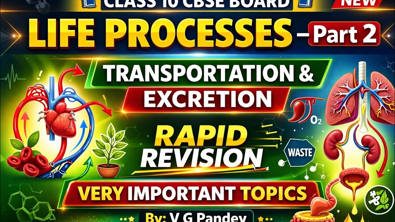 Life Processes Part 2, Transportation and Excretion, Rapid Revision for 10th Board (CBSE) Exam