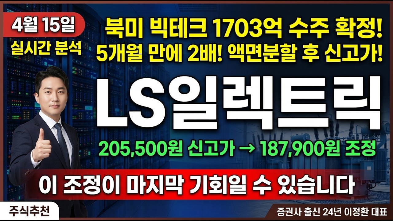 [주식추천] LS일렉트릭 주가 전망 5개월 만에 2배! 북미 빅테크 1703억 수주! 액면분할 후 신고가! 조정이 기회인 이유 #LS일렉트릭주가전망 #주식추천 #전력기기주추천