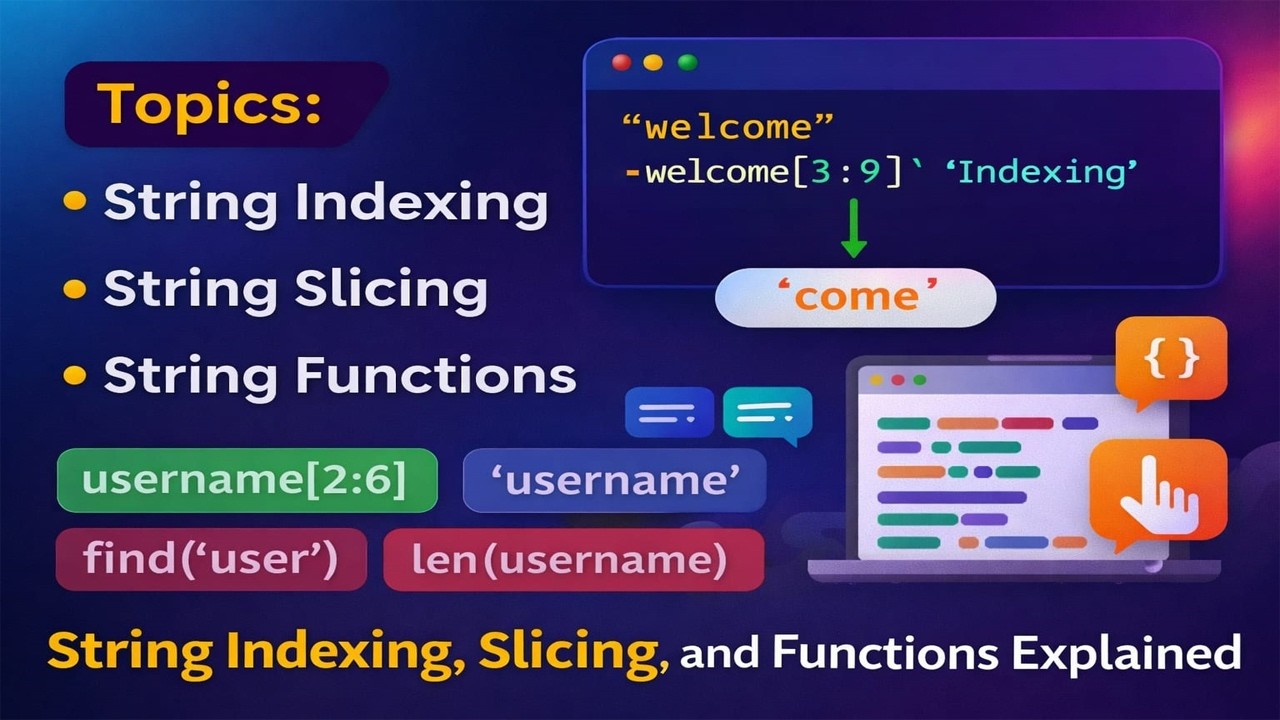Python String Indexing, Slicing & Functions Explained in Hindi | Full Beginner Tutorial