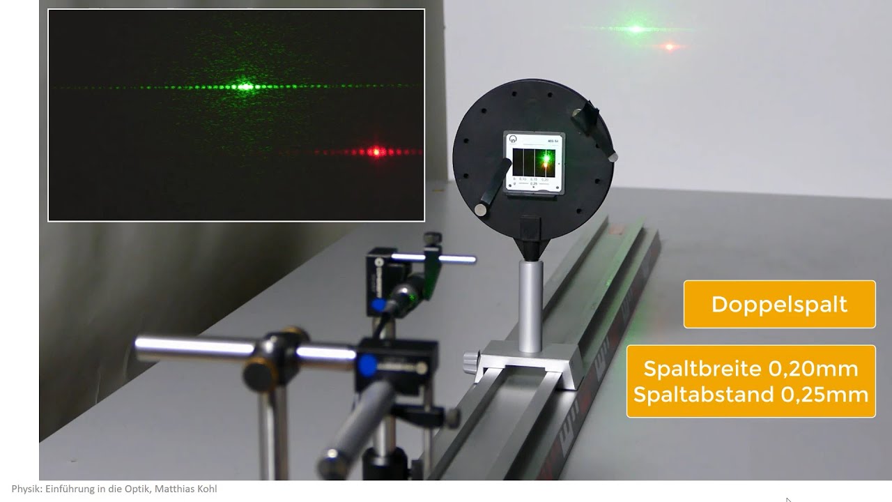 Physik Optik Experiment: Beugung am Doppelspalt, Interferenz