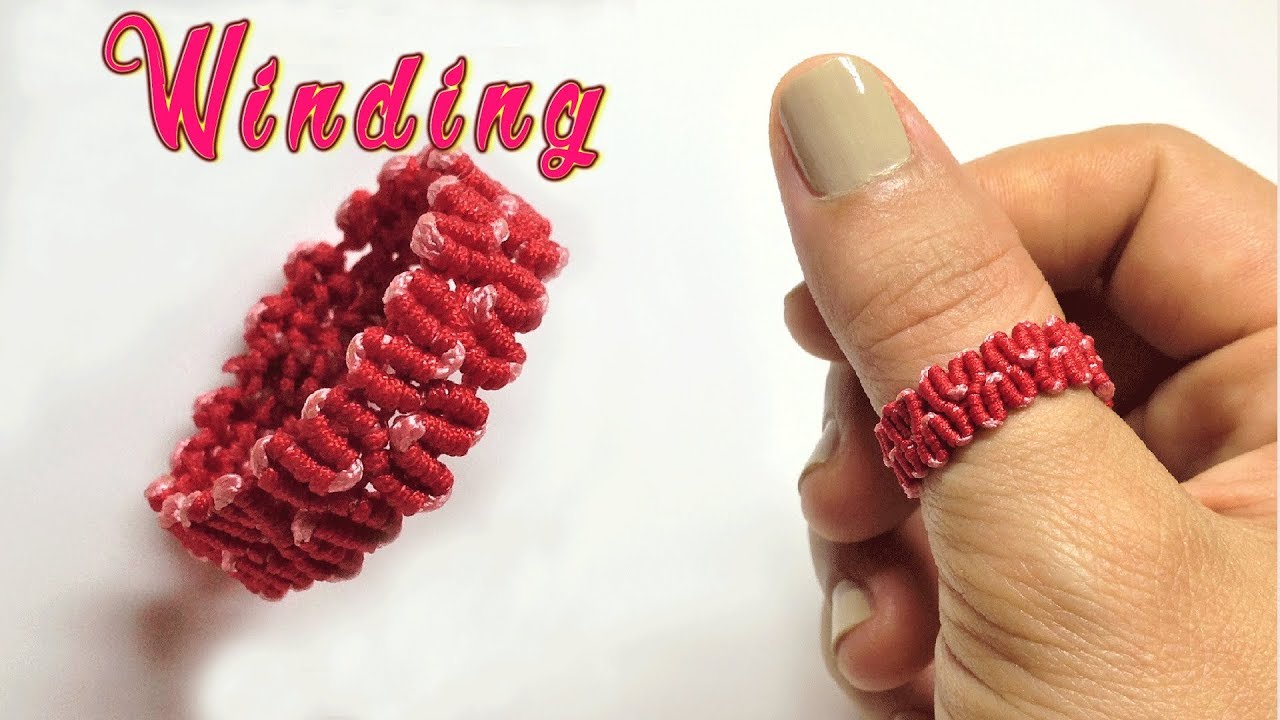 Macrame tutorial - how to make the Wingding -  easy simple ring - Hướng dẫn thắt nhẫn ngoằn ngoèo 🐍