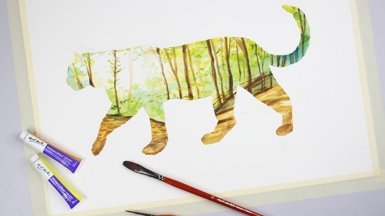 How to create a double exposure panther painting