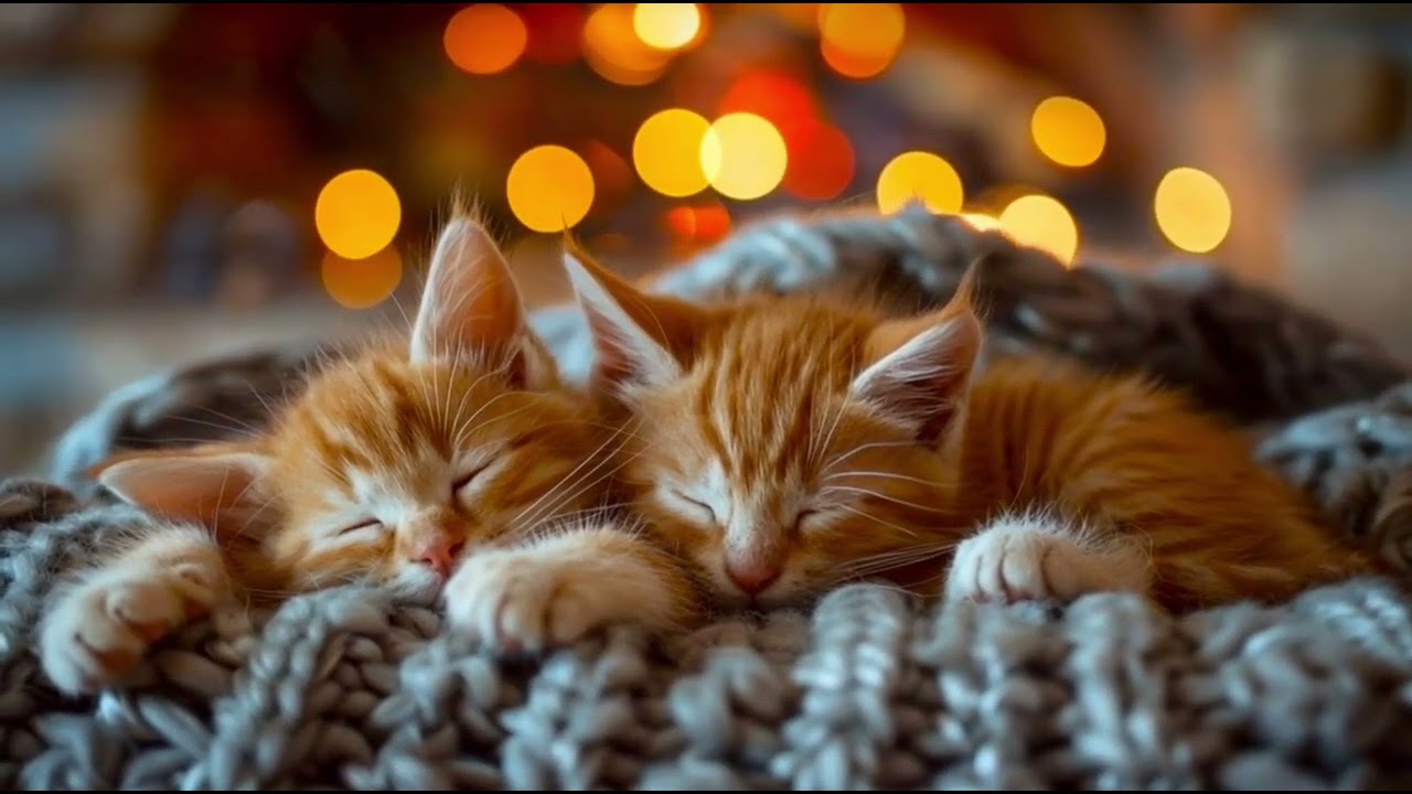 Two Ginger Kittens by the Fireplace | Relax ASMR – Purring & Crackling Fire