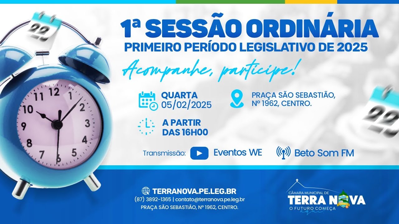 1ª Sessão Ordinária do Primeiro Período Legislativo Câmara Municipal de Vereadores de Terra Nova