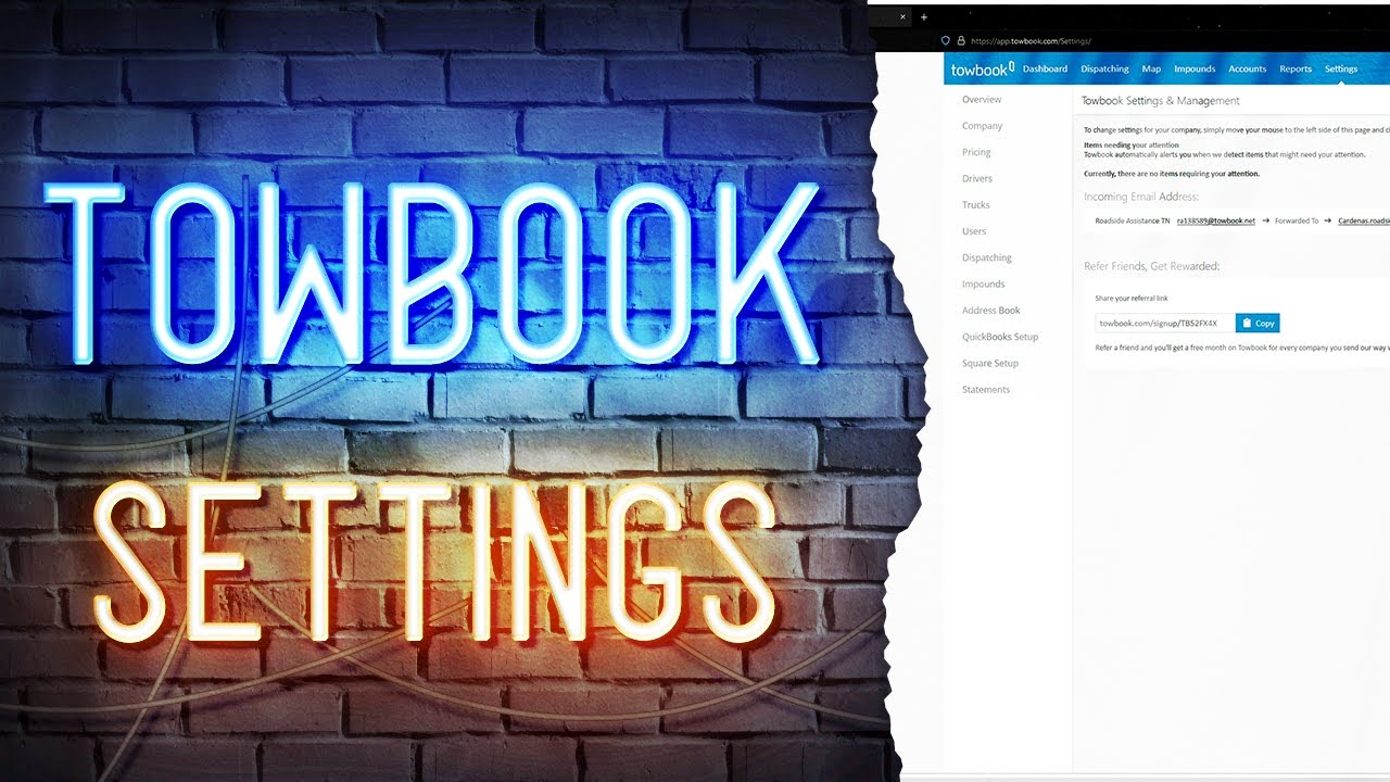 TowBook -  Settings