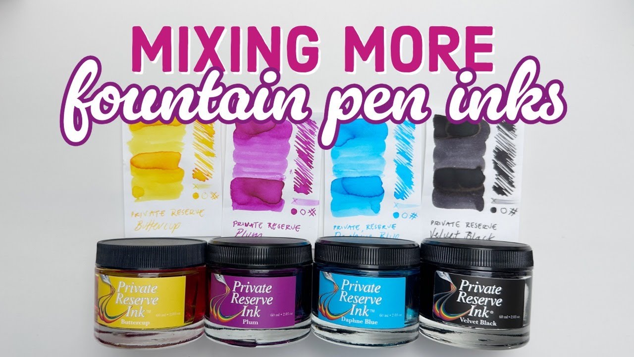 💛🩷🩵🖤 Mixing CMYK Private Reserve Fountain Pen Ink! Calm tutorial, tips & ratio mixing how to guides.