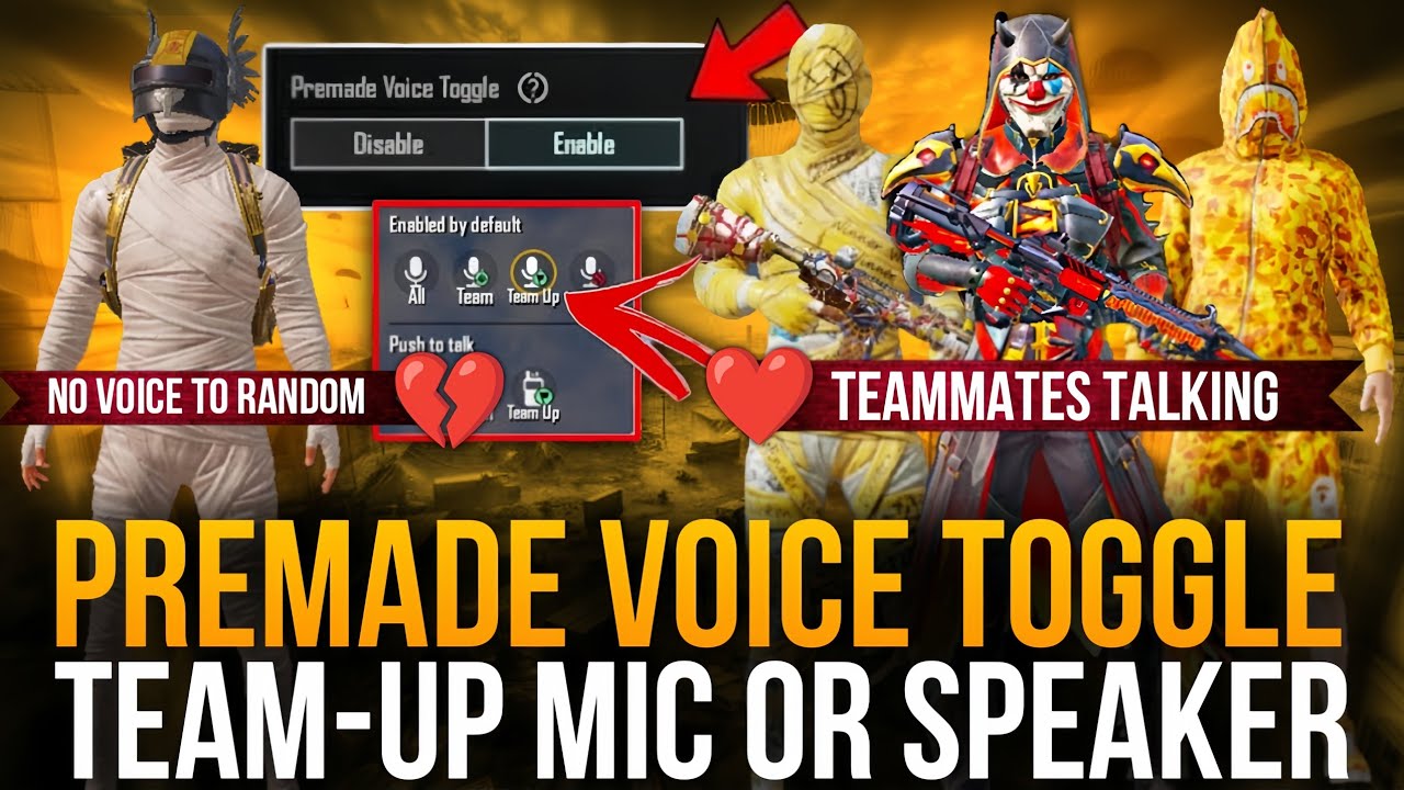 How To Enable Only Team Up Mic in PUBG/BGMI || How To Use Premade Voice Toggle in PUBGM/BGMI