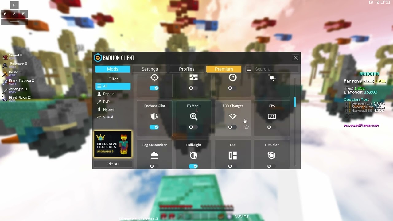 Configuration Minecraft And Badlion #badlion #badlionclient #minecraft #bedwars #speedtelly #hypixel