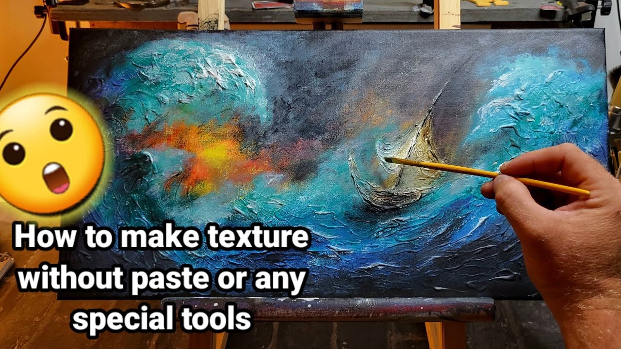 How to create texture without any special tools Stormy Ocean Acrylic Painting Tutorial for Beginners