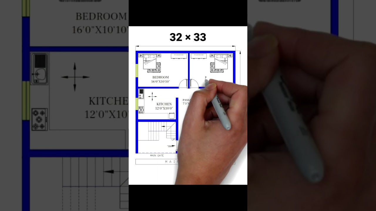 32 by 33 House plan | 32×33 Ghar ka naksha | 1056 Sq.ft 
