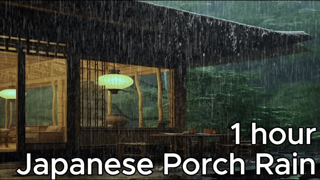 Heavy Rain on Japanese Porch &ndash; 1 Hour of Calm Night Ambience | Sleepstorm