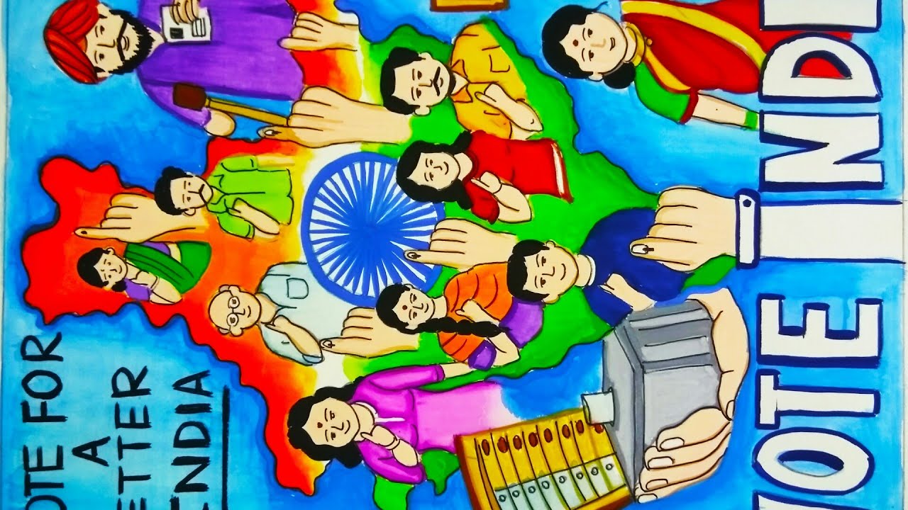 How to draw and paint vote for better India  / drawing on vote India for competition/electionDrawing