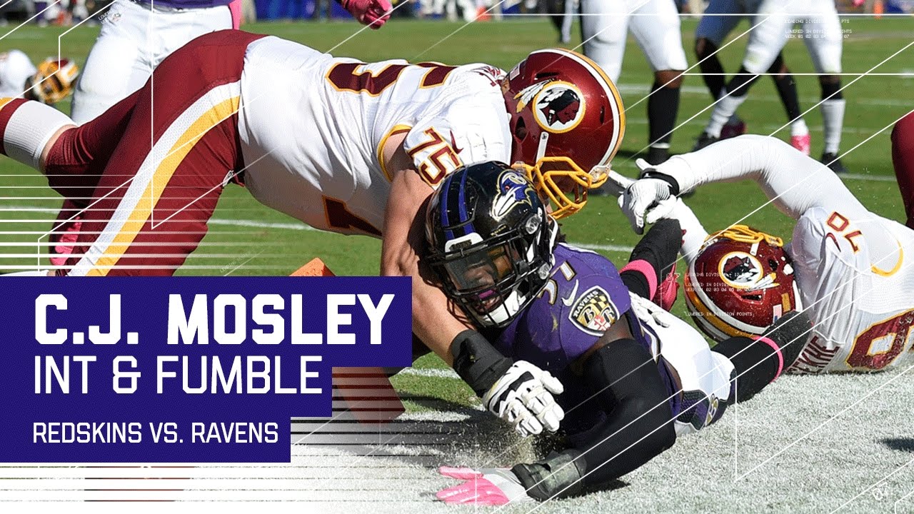 C.J. Mosley Picks Off Kirk Cousins & Fumbles at Goal Line for Touchback | Redskins vs. Ravens | NFL
