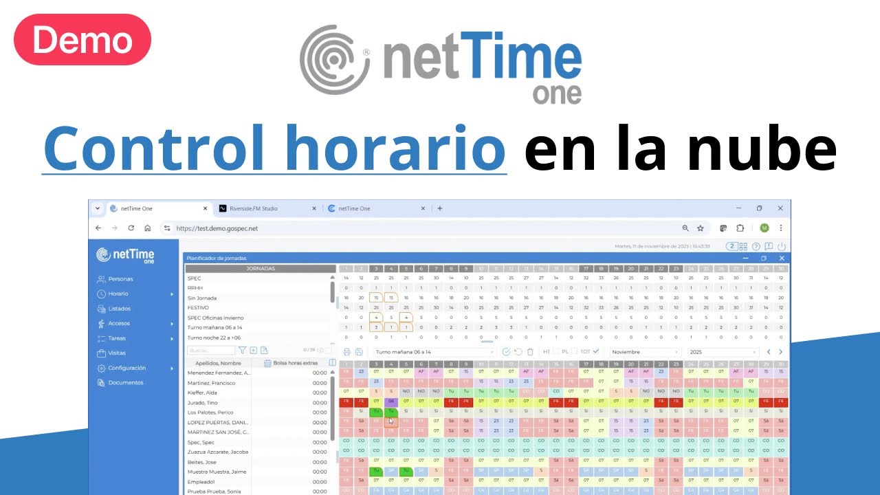 Demo NetTime SPEC: Control Horario y Gestión de Tiempo