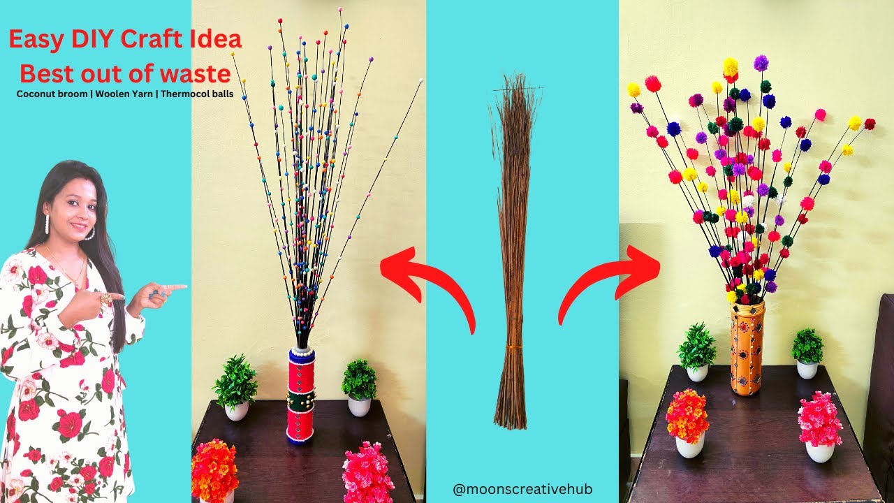 Broomstick craft ideas | Flower vase with broomstick | Broom stick crafts | Craft Ideas