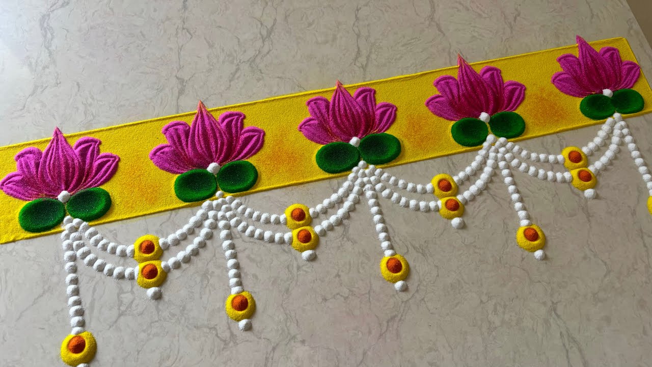 Lotus Diwali toran rangoli designs/ Diwali rangoli/ border rangoli