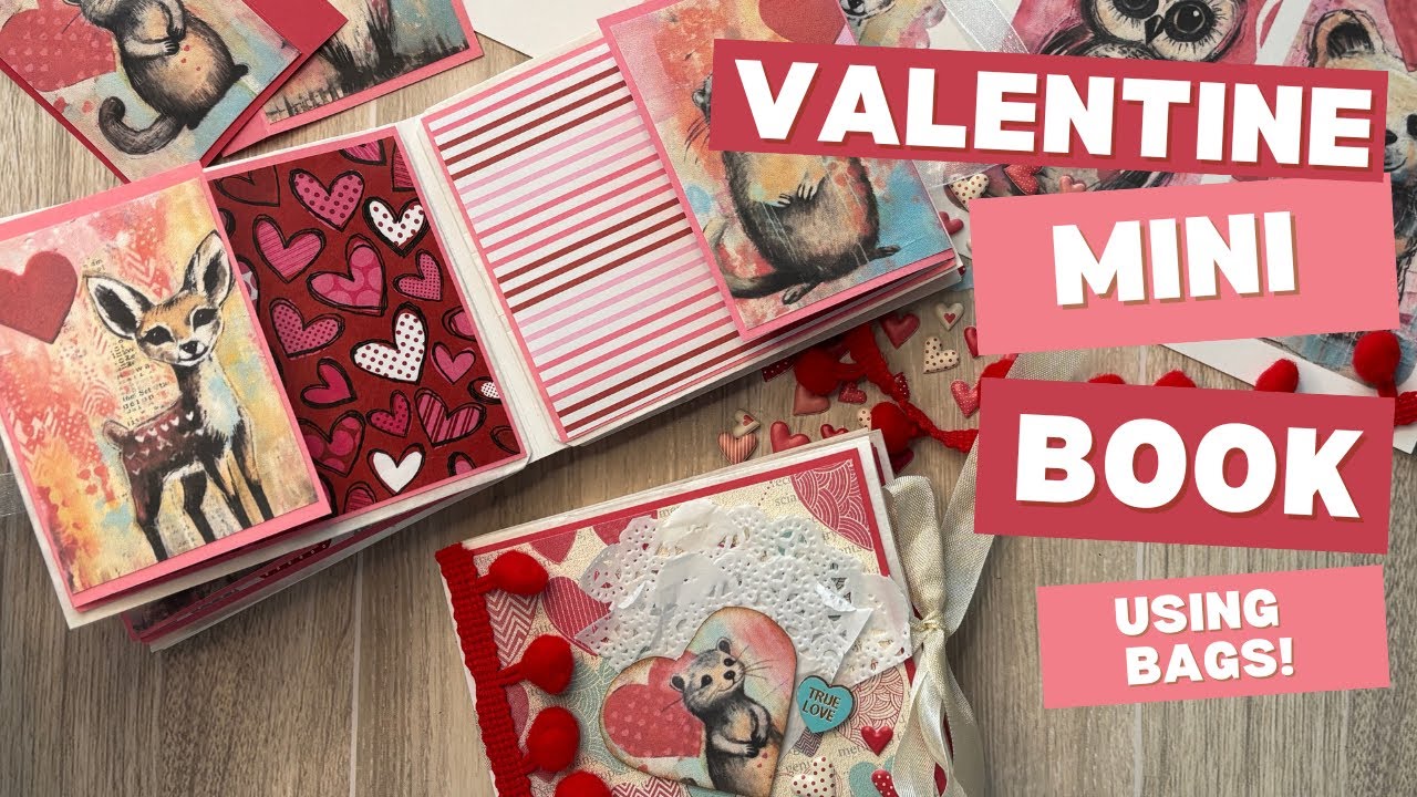 How to Make a Valentine Mini Book Pocket Folio with a Mini Treat Bag